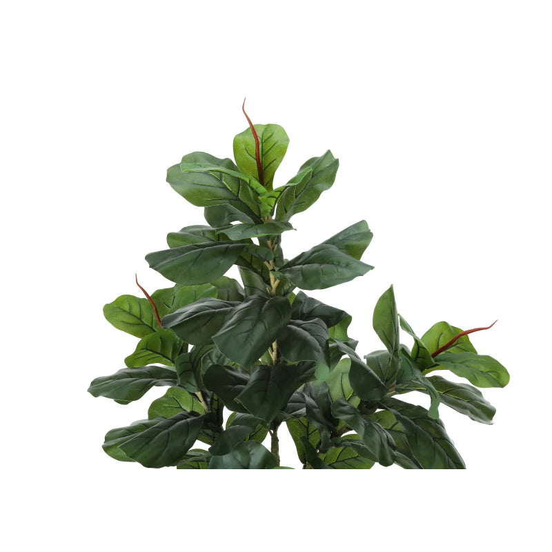 Artificial Plant, 47 Tall, Fiddle Tree, Indoor, Faux, Fake, Floor, Greenery, Potted, Real Touch, Decorative, Green Leaves, Black
