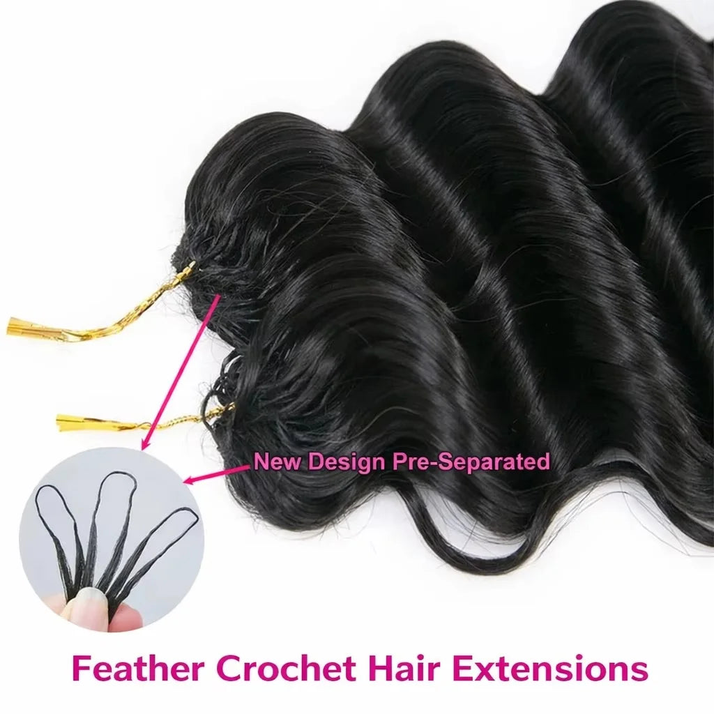 Deep Wave Crochet Human Hair Extensions Knotless Pre-Separated Curly Crochet Braids Weight Reusable Brazilian Hair Extension