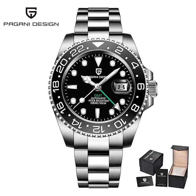 PAGANI DESIGN Gift Men's Watch GMT 40mm Mechanical Watch Top Brand Stainless Steel Waterproof Business Automatic Watches for Men