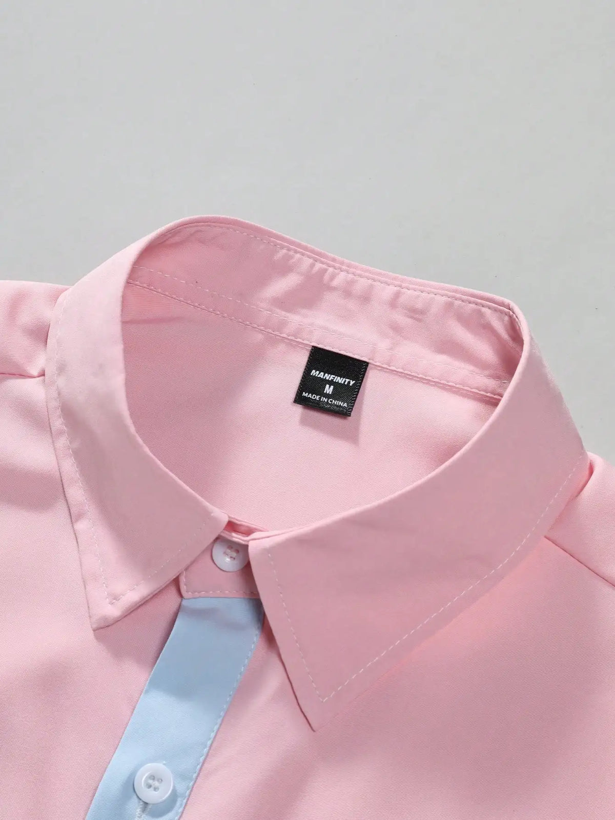 Men's Color Block Short Sleeve Casual Shirt with Contrast Placket