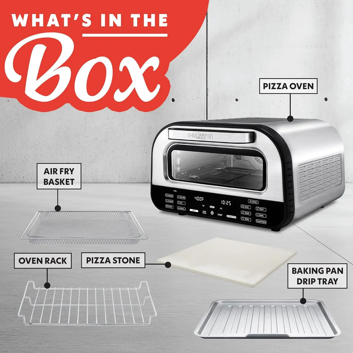 Indoor Pizza Oven Air Fryer Toaster – 1800W Multi-Cooker with Pizza Stone, Digital Controls & 6 Presets