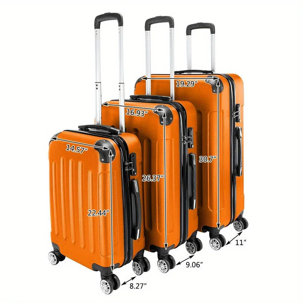 Durable 3-piece ABS pull rod rotating suitcase 20 "/24" /28 "hard shell suitcase