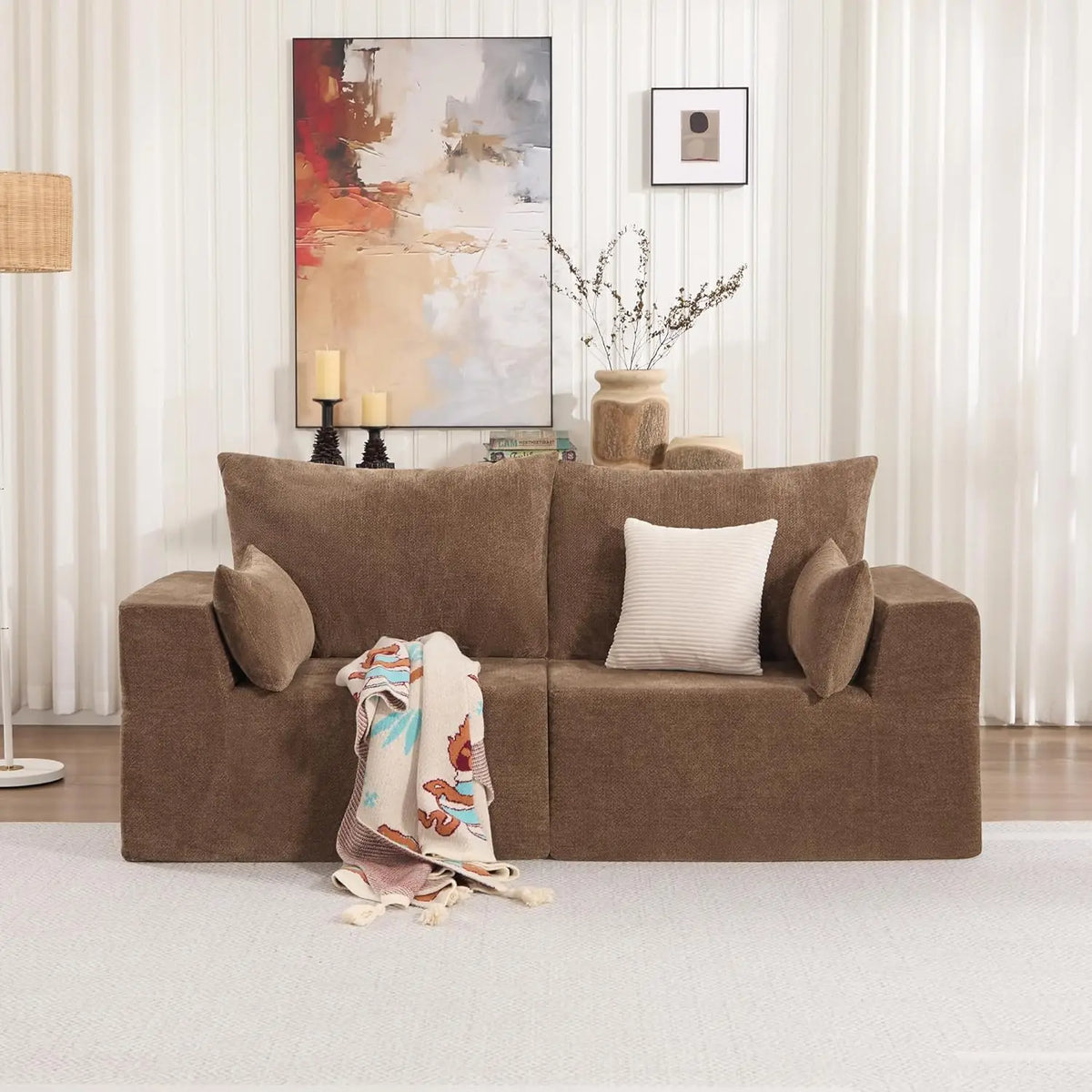 Modular Sectional Cloud Sofa Comfy Boneless Angled Armrest Wide Deep Seat Living Room Grey High Density Oversized, Customized