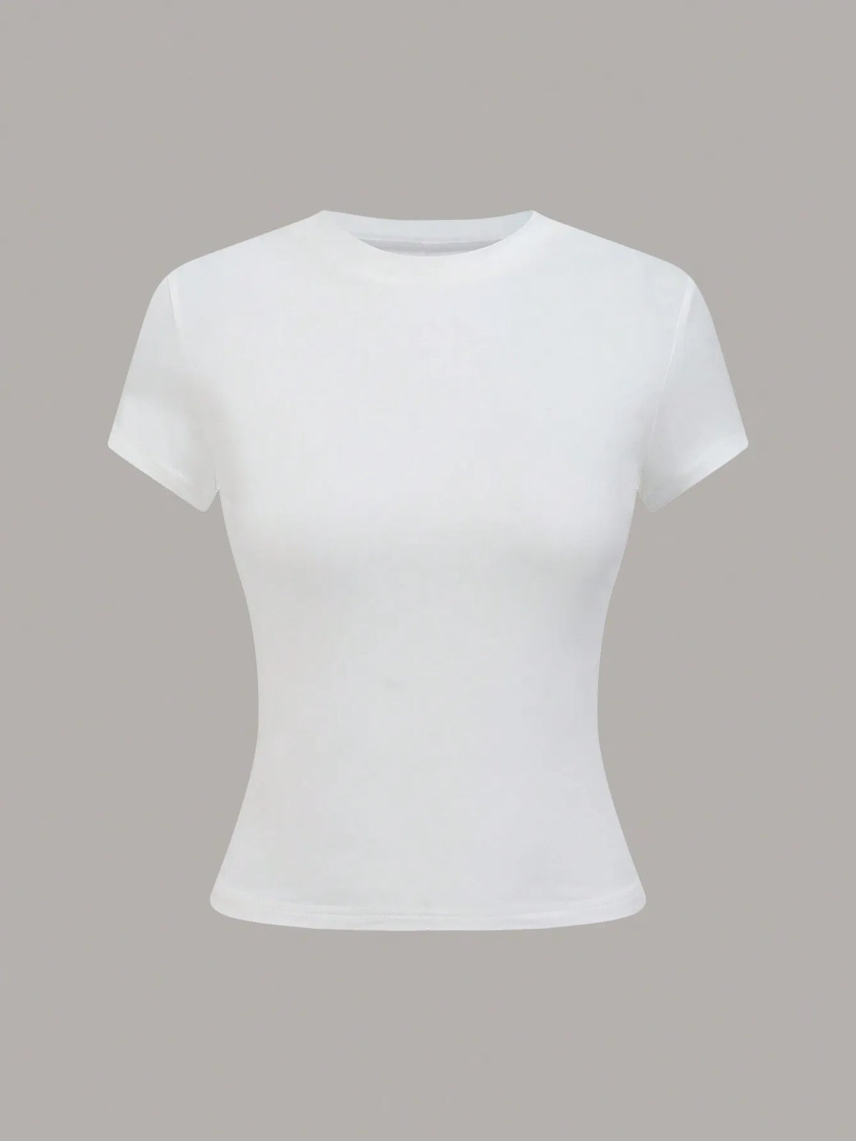 Women's Minimalist Solid Color Crew Neck Short Sleeve T-Shirt - White, Grey, Black
