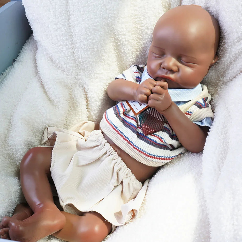 Artificial Soft Full Body Platinum Silicone Painted Reborn Doll Girl Handmade 18.31inch Solid Newborn Fake Boy For Kid Gift