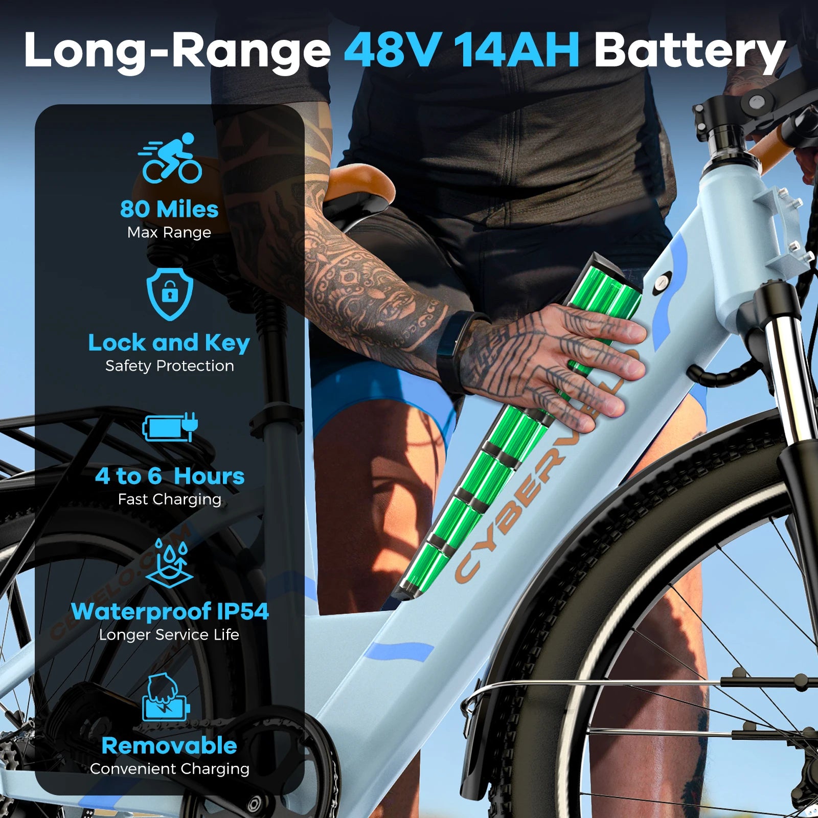 26" Step-Thru Electric bicycle for Adult,1000W Peak Motor, Built-in Removable Lithium Battery E-bike, 7-Speed City Commuter EK2