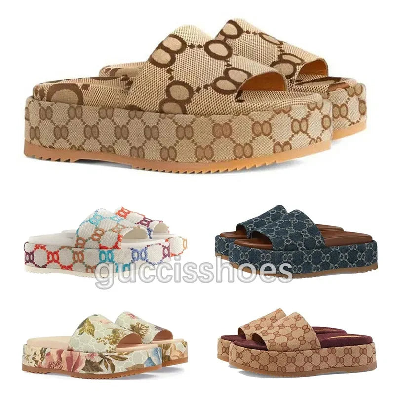 Classic Designer Womens Sandals Mens Slippers Summer Slide Flip Flops Luxury Flat Thick Bottom Printed Jelly Rubber Leather Wome