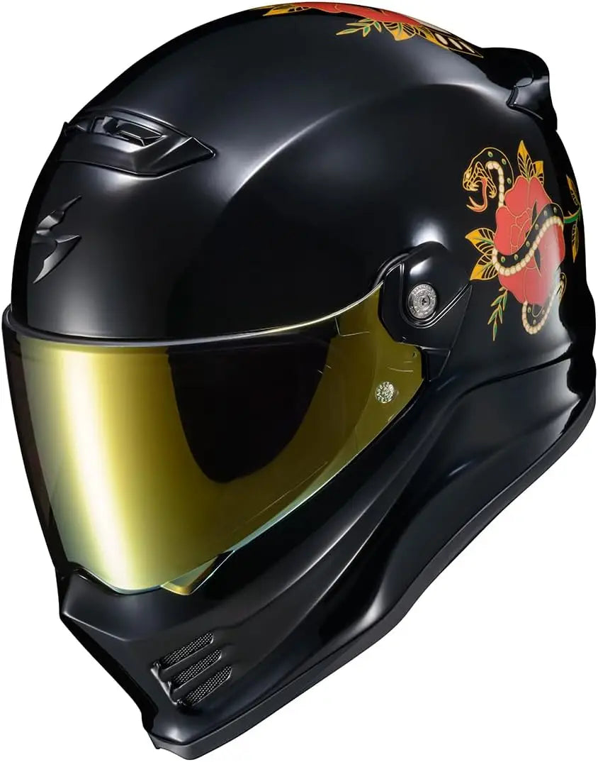 Covert FX Full Face Adult Motorcycle Helmet Street Fighter Style-Bluetooth Ready Speaker Pockets DOT ECE The Litas (Gloss Black-