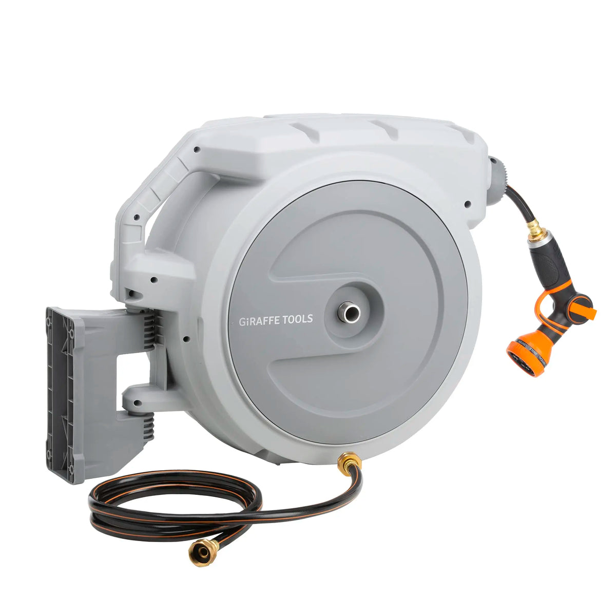 Giraffe Tools AW40 Retractable Garden Hose Reel 1/2 Inch x 130 ft hose, Super Heavy Duty, Any Length Lock, Slow Return System