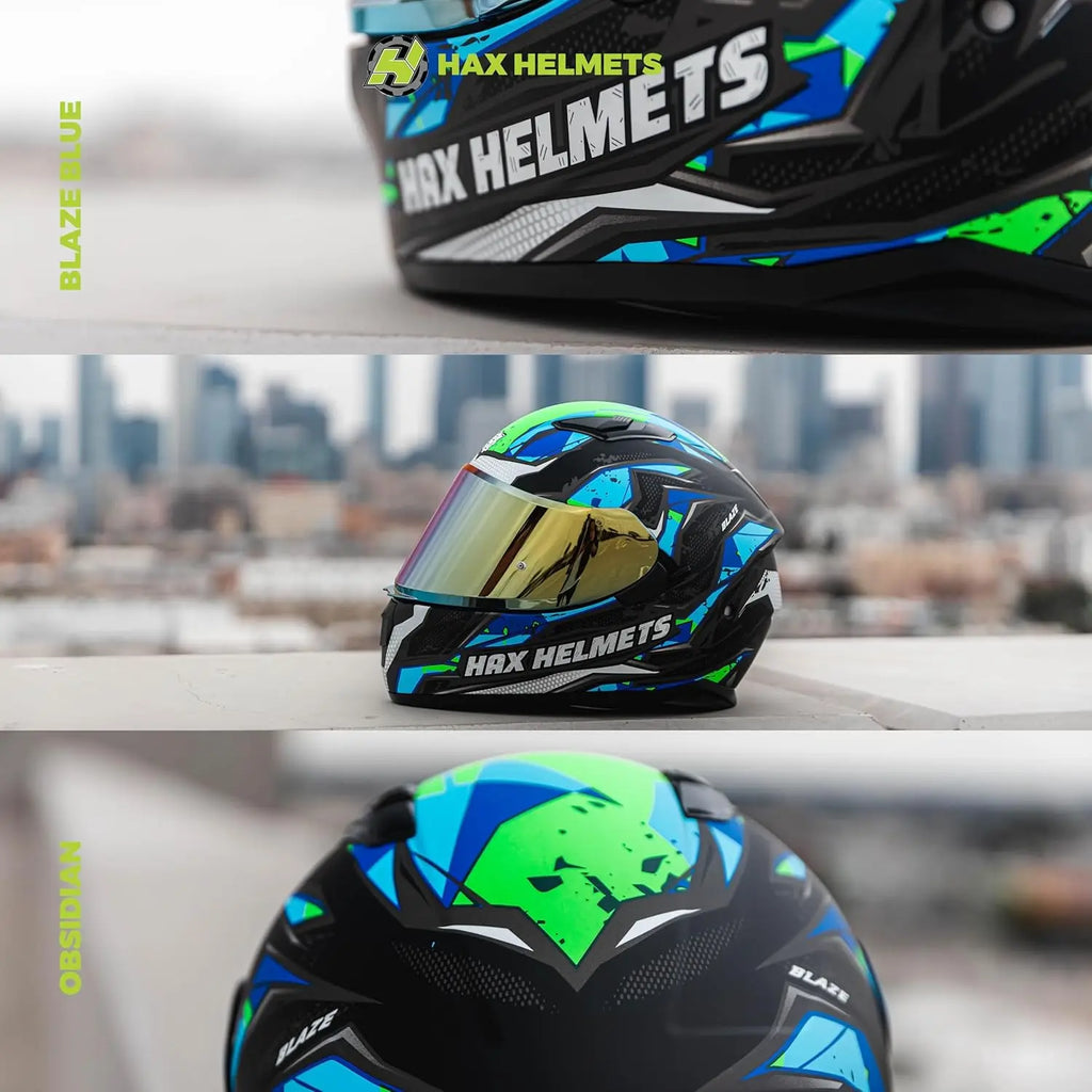 Obsidian Full Face Dual Visor Adult Motorcycle Helmet for Motorbike Street Bike with Pinlock Ready DOT Approved (Blaze Blue S)
