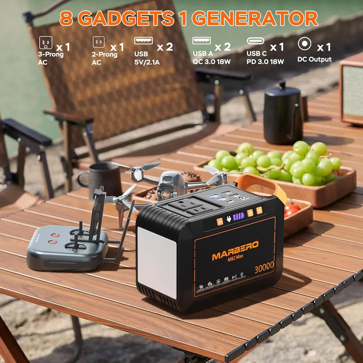 111Wh Portable Power Station with 30W Solar Panel, AC Outlet for Camping, Outdoor & Emergency Use