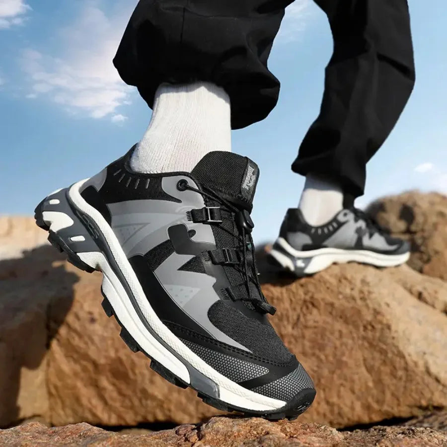 Men's -Terrain Hiking Sneakers - Breathable Anti-Slip Shock-Absorbing and Sole Low-Top Outdoor Shoes Suitable for Trail Running