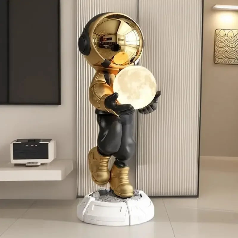 JUNTHORB Astronaut Statue, Spaceman Sculpture, Home Decor Sculpture, Cool Metal mask Decoration, Large Spaceman Figurine Decorat