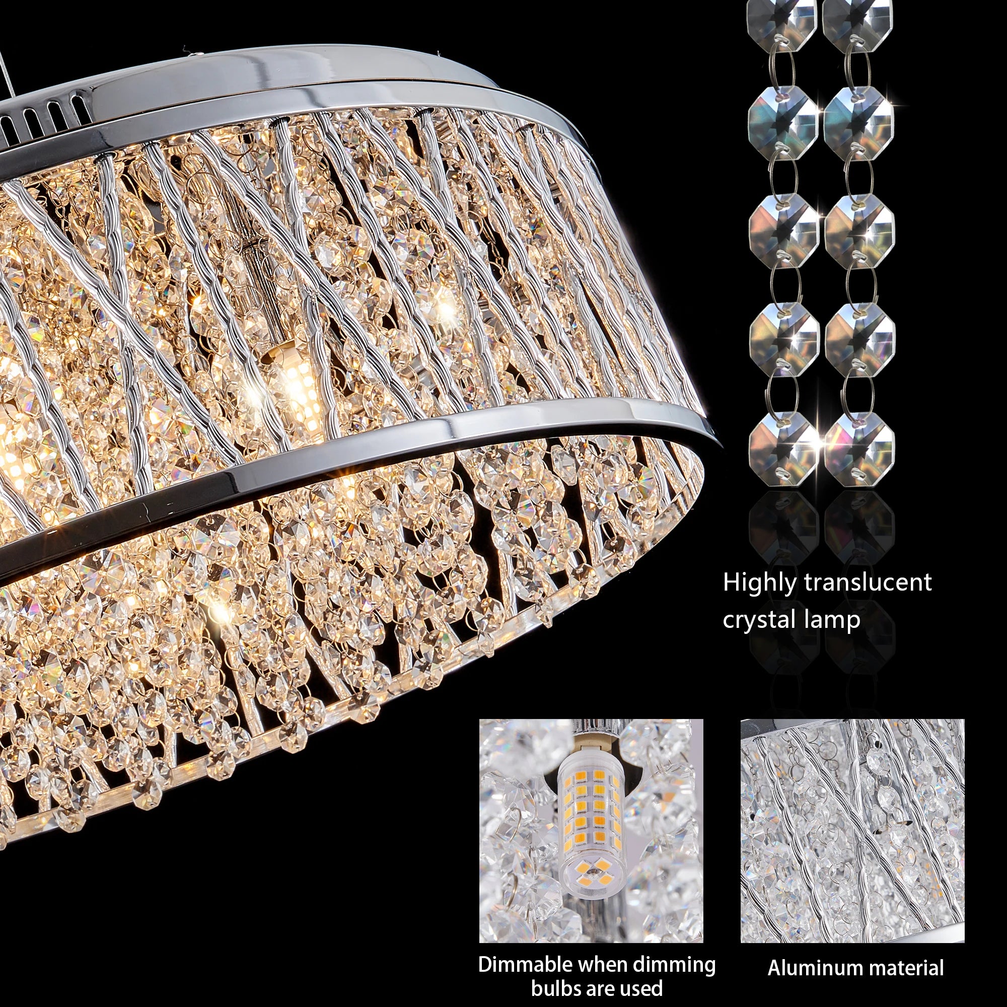 Popular Luxury Design Crystal Lamps, Round Crystal Ceiling Decorations, Crystal Chandeliers for Bedroom Dining Room Living Room