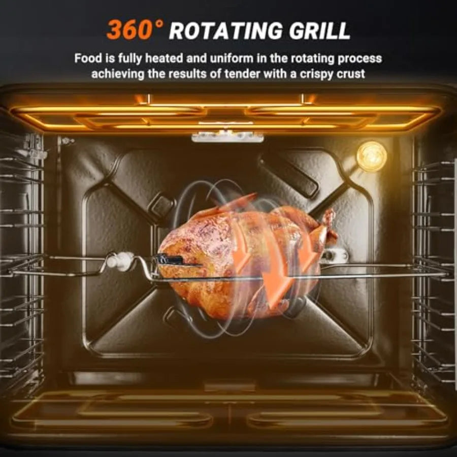 24 Single Wall Oven 2.65 Cu.ft. Built-in Electric Wall Oven with 5 Cooking Functions 360 ROTATING ROTISSERIE 2200W Mechanical K