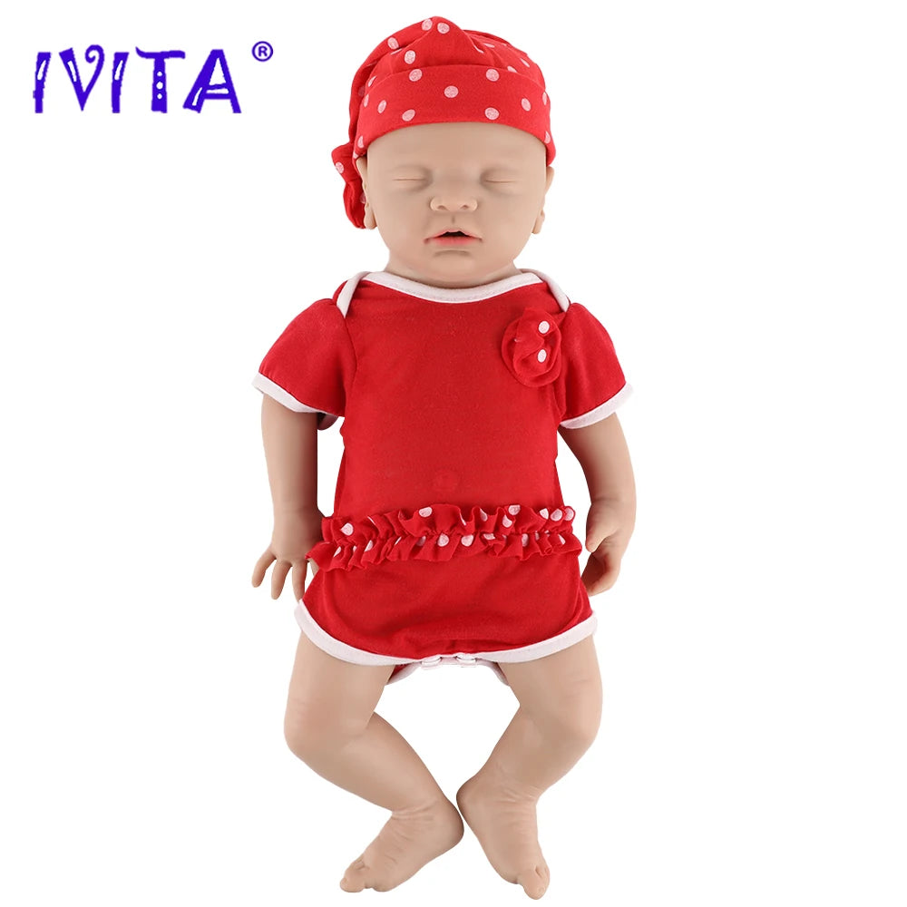 IVITA WG1514 18inch 2980g 100% Silicone Reborn Baby Doll Realistic Newborn Girl Toy for Children's Fashion Lifelike Dolls