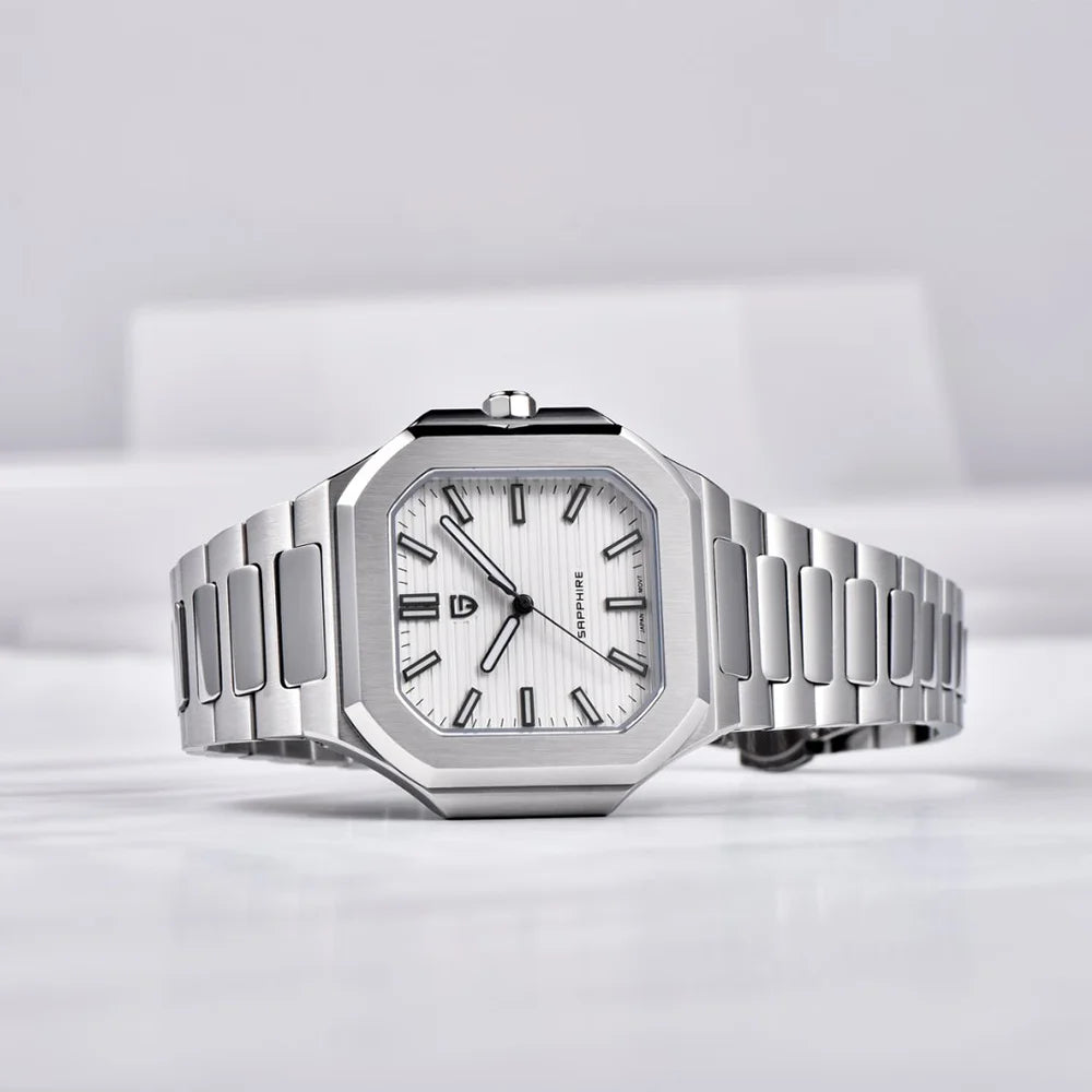 PAGANI DESIGN Top Brand Square Simple and stylish Sapphire crystal Luxury Quartz Watch Men Stainless steel Watches for Men Gift