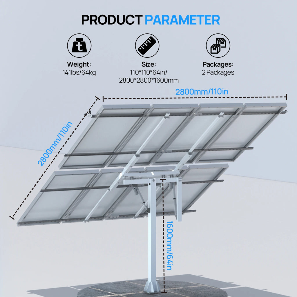 ECO-WORTHY Solar Panel Dual Axis Tracking System (Expanded Version Increase 40% Power) with Tracker Controller High Stability