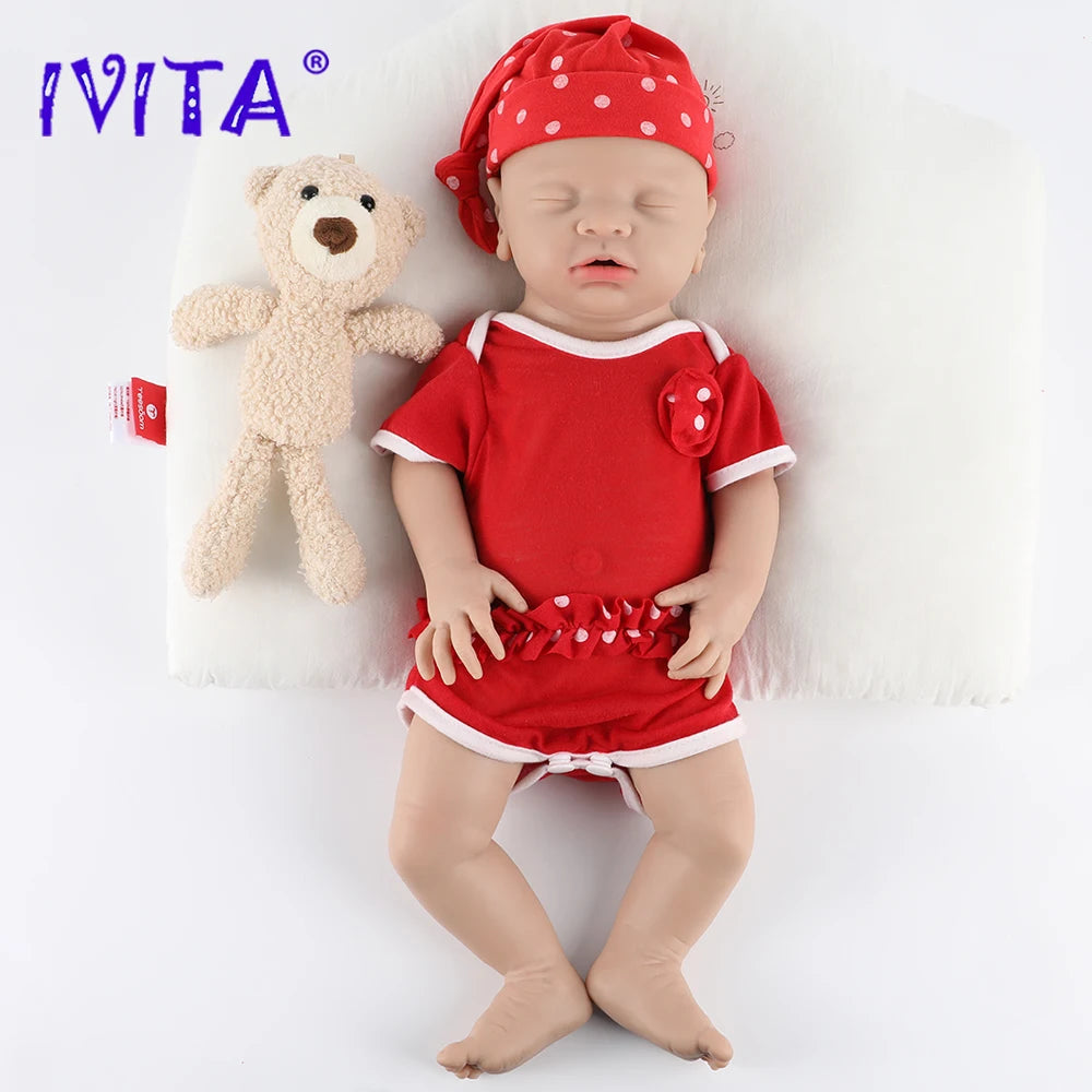 IVITA WG1514 18inch 2980g 100% Silicone Reborn Baby Doll Realistic Newborn Girl Toy for Children's Fashion Lifelike Dolls