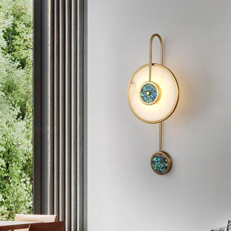 Nordic Marble Wall Lamp Circular Light Luxury Living Room Background Wall Dining Room Bedroom Bedside Background Wall Lamp