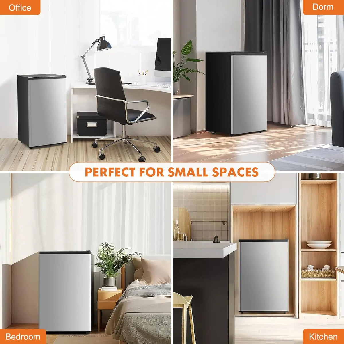 3.2 Cu.Ft Mini Fridge with Freezer Small Refrigerator Single Door, Silver