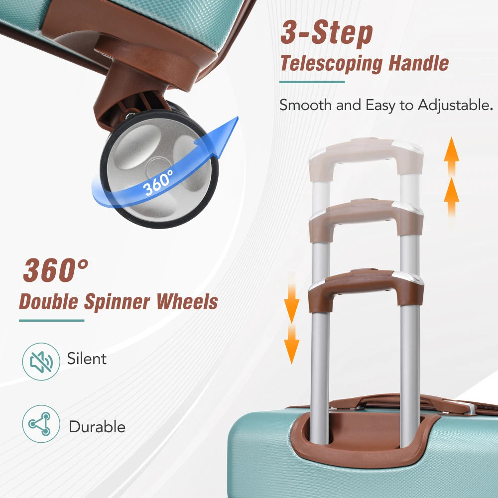20/24/28 Inch 4PCS Hardshell Luggage Set with Cosmetic Bag Lightweight Spinner Wheels TSA Lock Travel Luggage