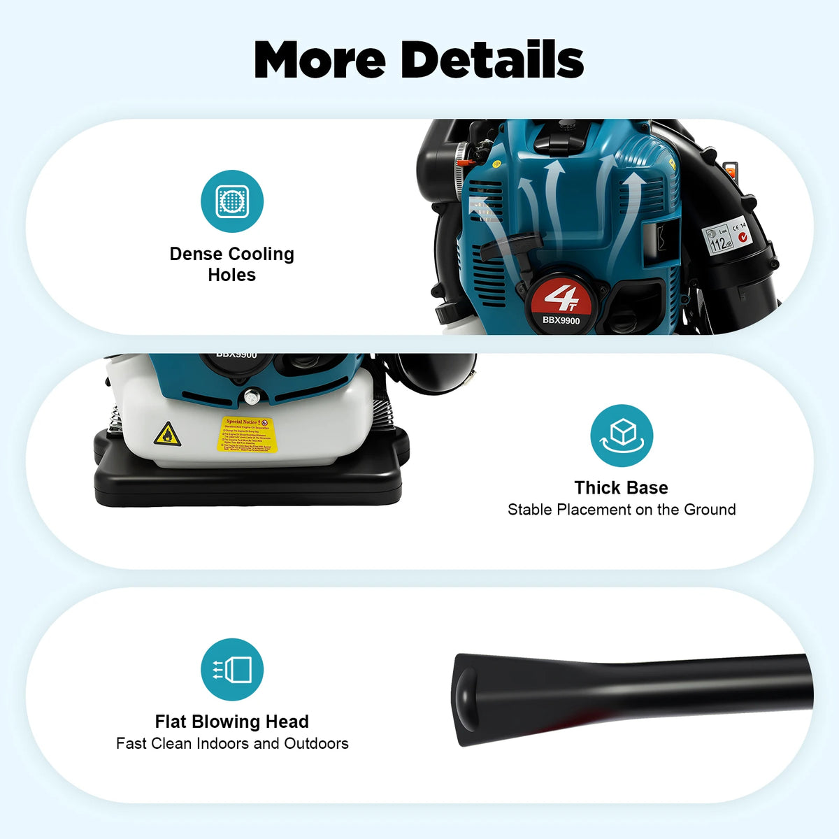 Backpack Leaf Blower 75.6cc 4-Stroke Gas Powered Blower Cordless Garden Blower for Yard Lawn Care Street Cleaning