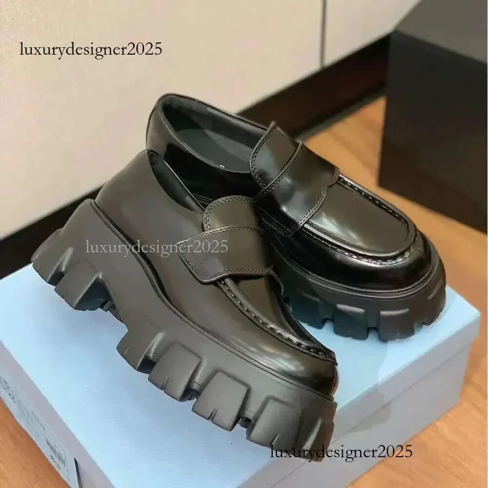 pradapradaly pradaly Designer Dress Shoes Loafers Platform Moccasins Womens Casual Monolith Black Leather Incr pradapradaly prad