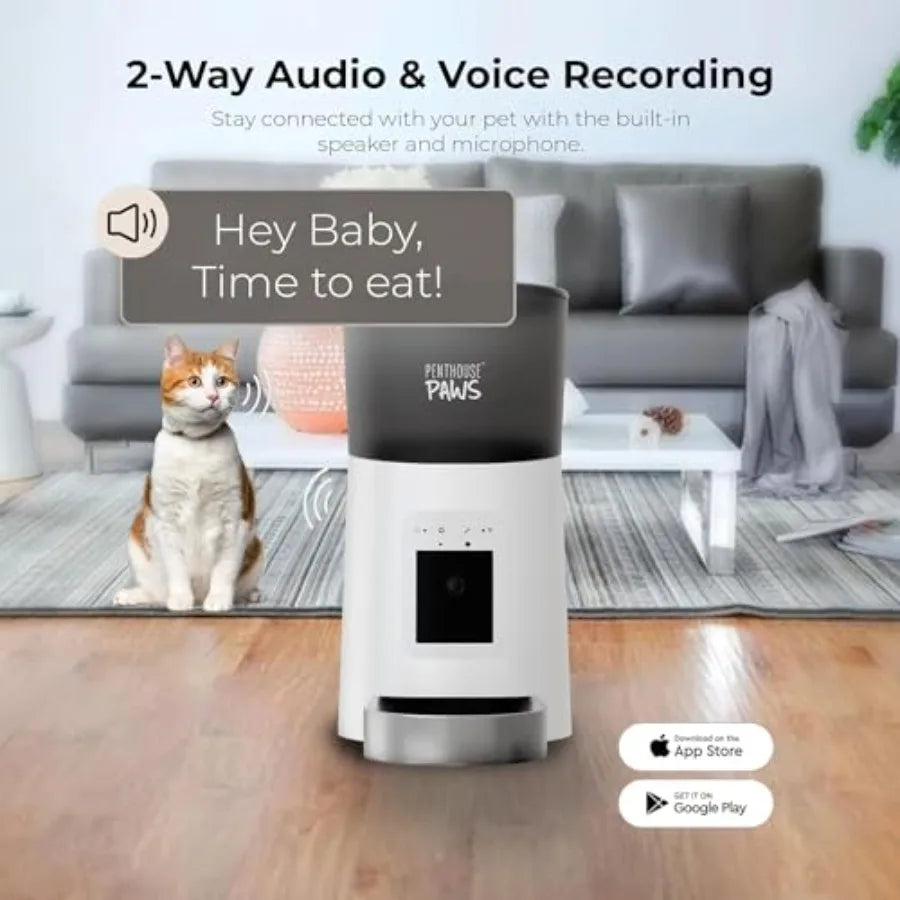 Smart HD Automatic Pet Feeder 6L Dry Food Ccity 1080p Camera 2-Way Audio Scheduled Meals Backup Power Easy to Clean Anti-Jam De