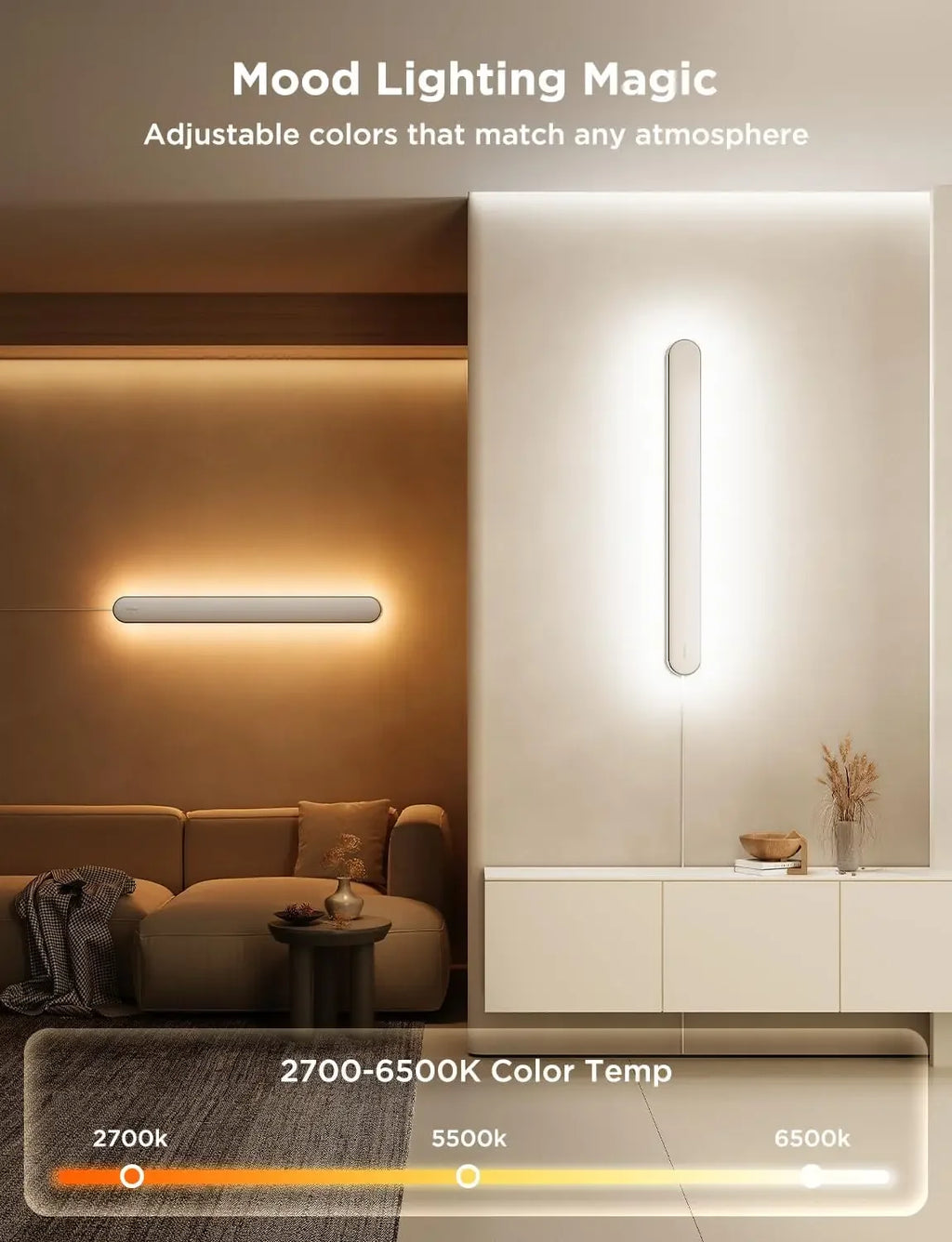 Wall Sconce, Smart RGBIC Wall Lights, Works with Matter & Alexa, Music Sync, Wall Mount Light Plug in, Color Changing, Modern Ro