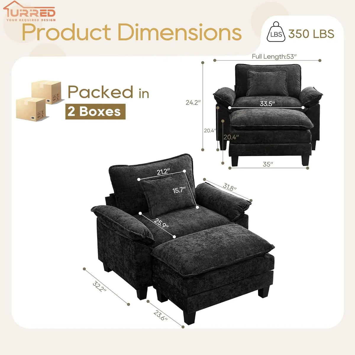 Modular Sectional Sofa Comfy Cloud Couch, Modern Chenille Sofa Sleeper Deep Seat Couches with Ottoman/Pillows for, Customized