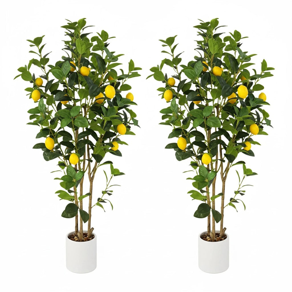 2-Pack 4FT Artificial Lemon Tree That Look Real, Faux Lemons Citrus Plants with Yellow Fake Lemons Fruits, Trees for Home Office