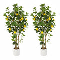 2-Pack 4FT Artificial Lemon Tree That Look Real, Faux Lemons Citrus Plants with Yellow Fake Lemons Fruits, Trees for Home Office