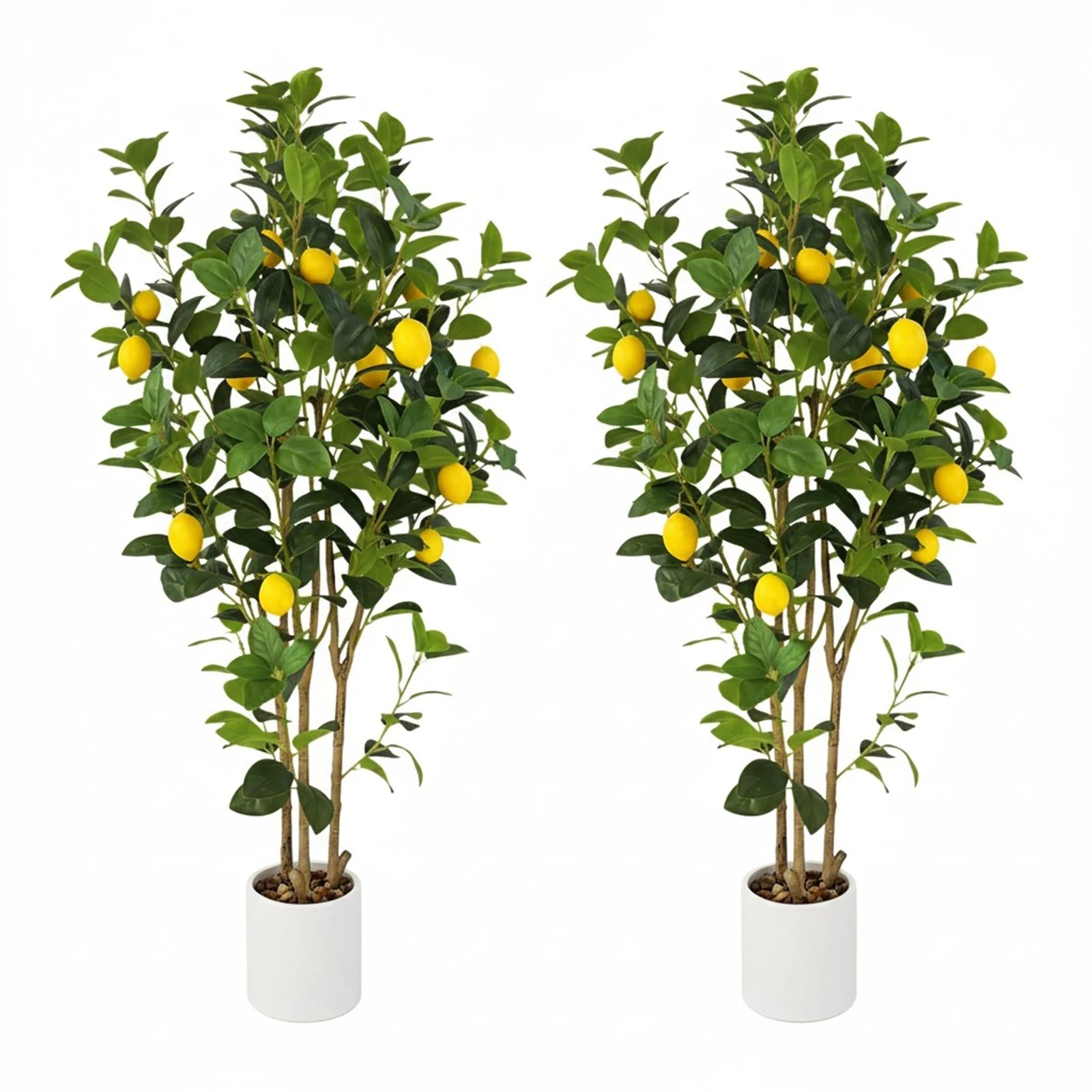2-Pack 4FT Artificial Lemon Tree That Look Real, Faux Lemons Citrus Plants with Yellow Fake Lemons Fruits, Trees for Home Office