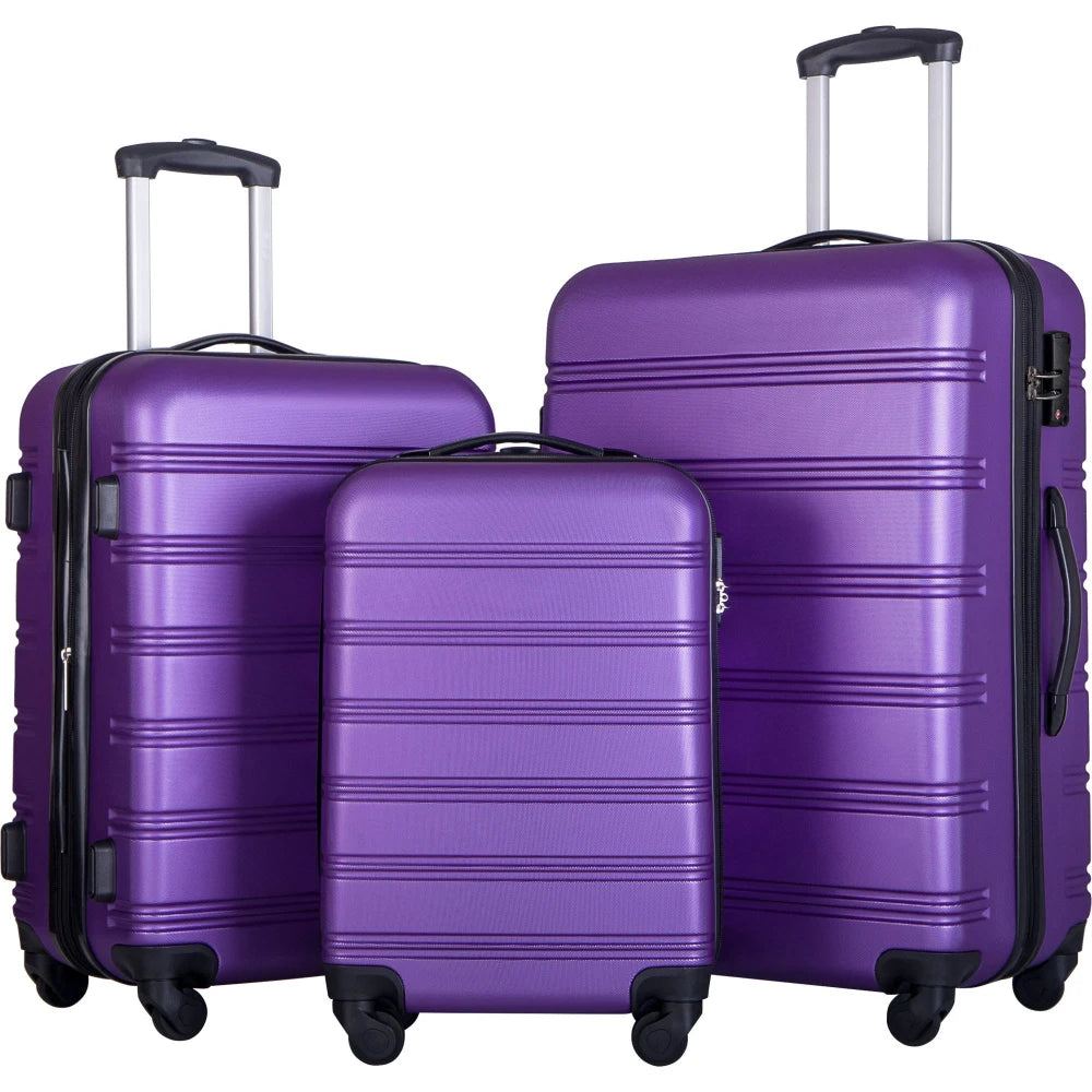 3 Piece Gradient Color Hardshell Luggage Set Expandable with Spinner Wheels TSA Lock Lightweight 20/24/28 Inch