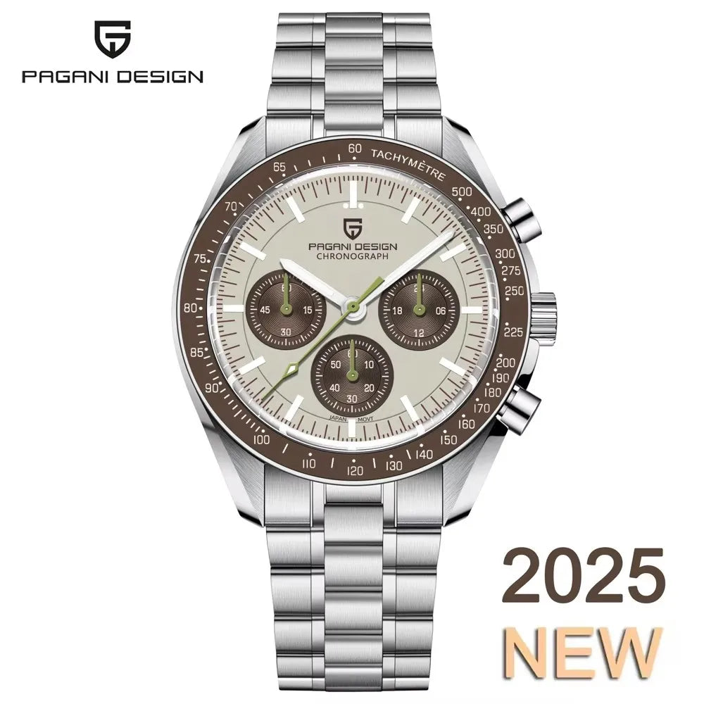 2026 New PAGANI DESIGN Moon Mens Watches Gold Luxury Quartz Chronograph Watch For Men AR Sapphire Waterproof Luminous Clock Gift