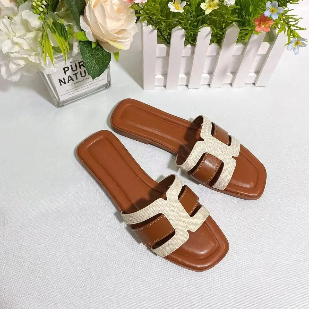 Designer Shoes Solid Color Square Toe Slippers Plus Size Outdoor Fashion Women's Shoes