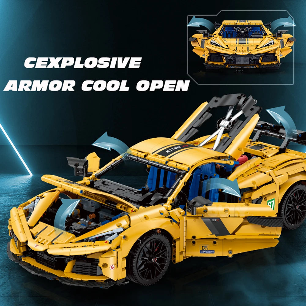 Super Racing Car F12 Model Building Blocks Classic Cars Black Knight 1:8 Size Assembly Set Bricks Technical Kid Toys For Gifts
