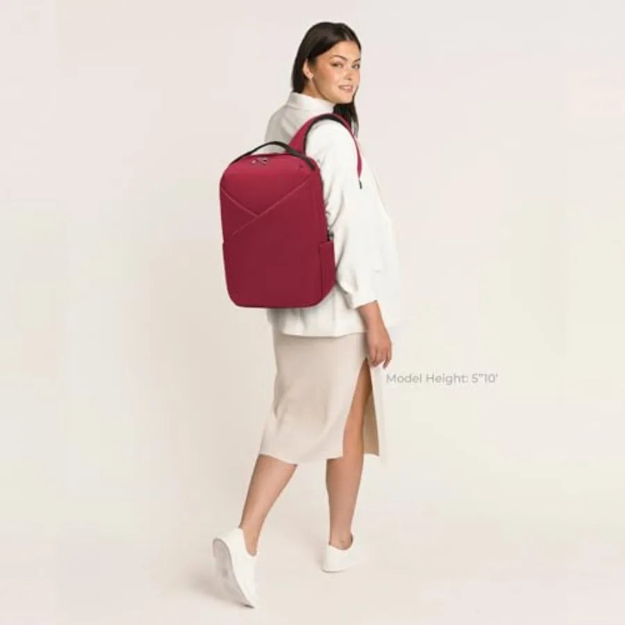Origami Laptop Backpack for Work and Travel - Fits 16 MacBook Pro - Lightweight Business Bag - Men and Women Crimson Red