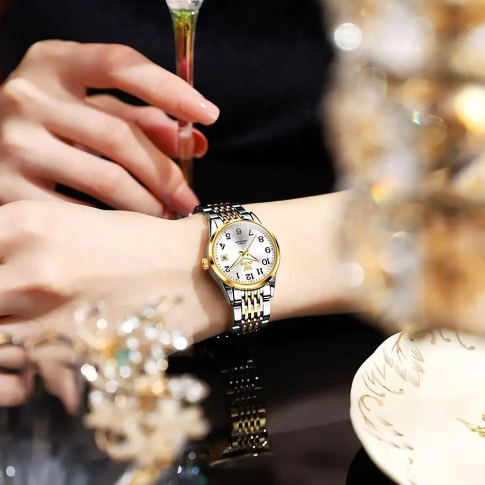 OLEVS Womens Automatic Watch Premium SmalDiamond Accented Sel Winding Waterproo Watches or Women ashion Ladies Watch