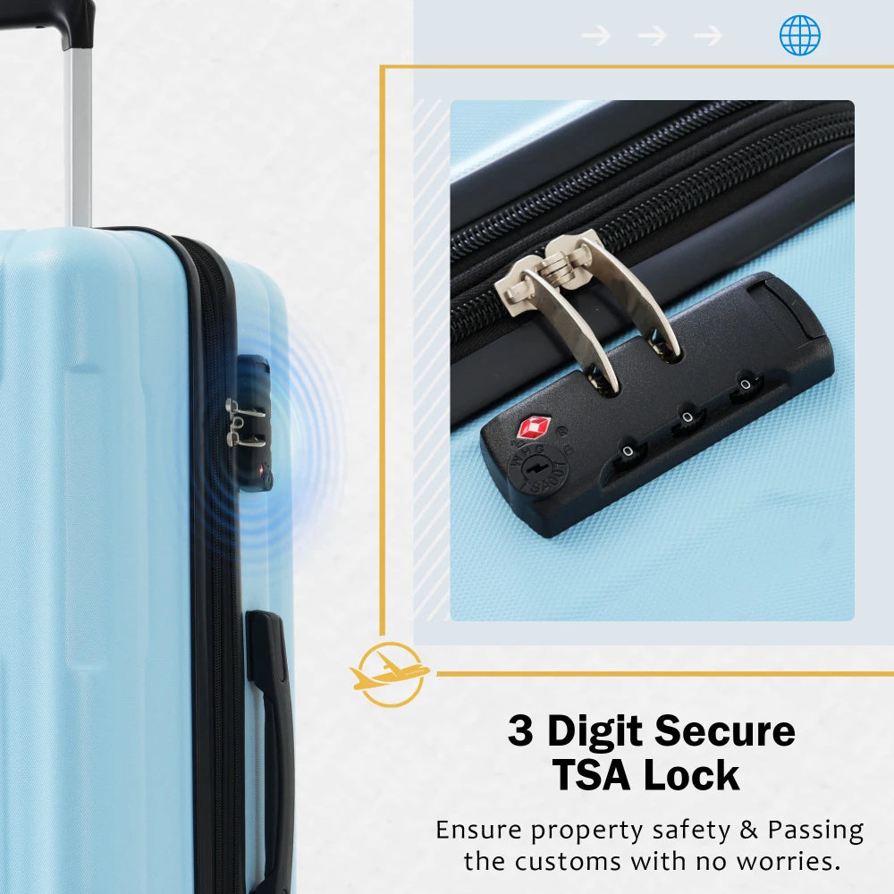 2 Piece Luggage Set with Bags Expanable Spinner Wheels ABS Lightweight Suitcase with TSA Lock 20inch+28inch