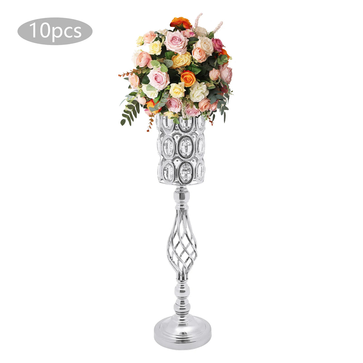 10Pcs Wedding Flower Vases 24In Trumpet Vase Centerpieces Crystal Stand for Anniversary Birthday Party Home Decor
