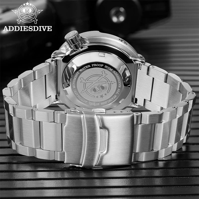 ADDIESDIVE Men's Luxury Diver's Watch 300m 316L Stainless Steel Super Luminous BGW9 Tuna Automatic Watch Men's Gift Clock AD2522