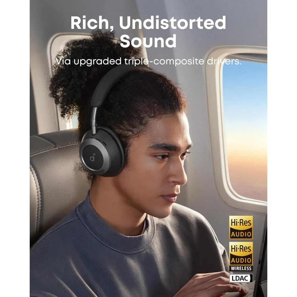 FlexiCurve Over-Ear Headphones with Adaptive Noise Cancelling, 60H Audio, Fast Charging, Hi-Res Wireless, Comfortable Fit