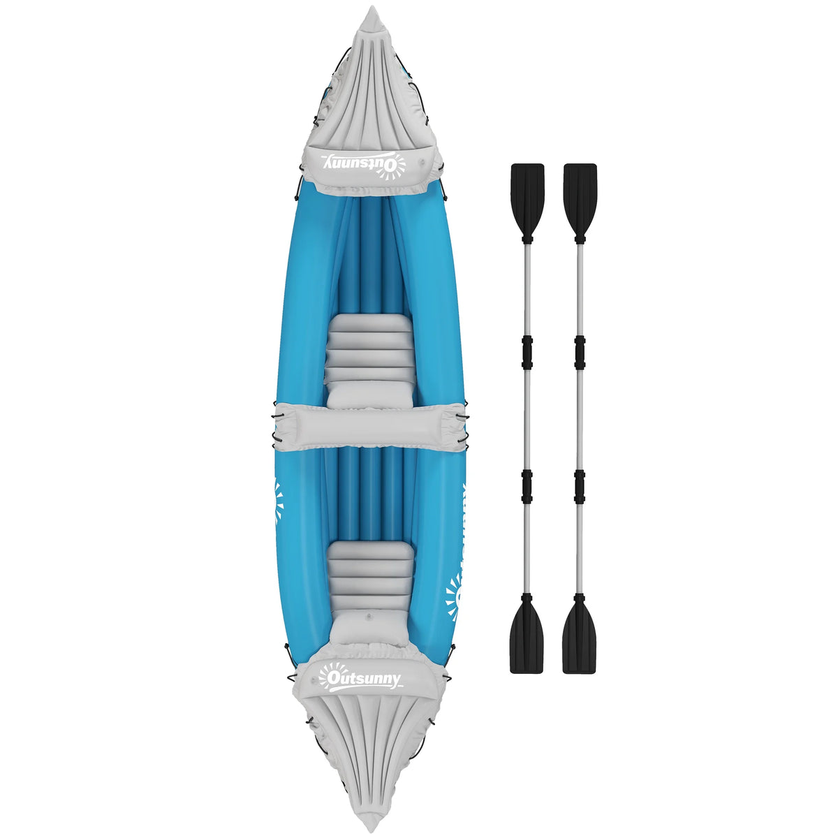 Inflatable Kayak 2 Person Tandem Fishing Kayak Set with 2 Aluminum Paddles Pump Repair Kit Foldable Portable Lightweight 400 lbs