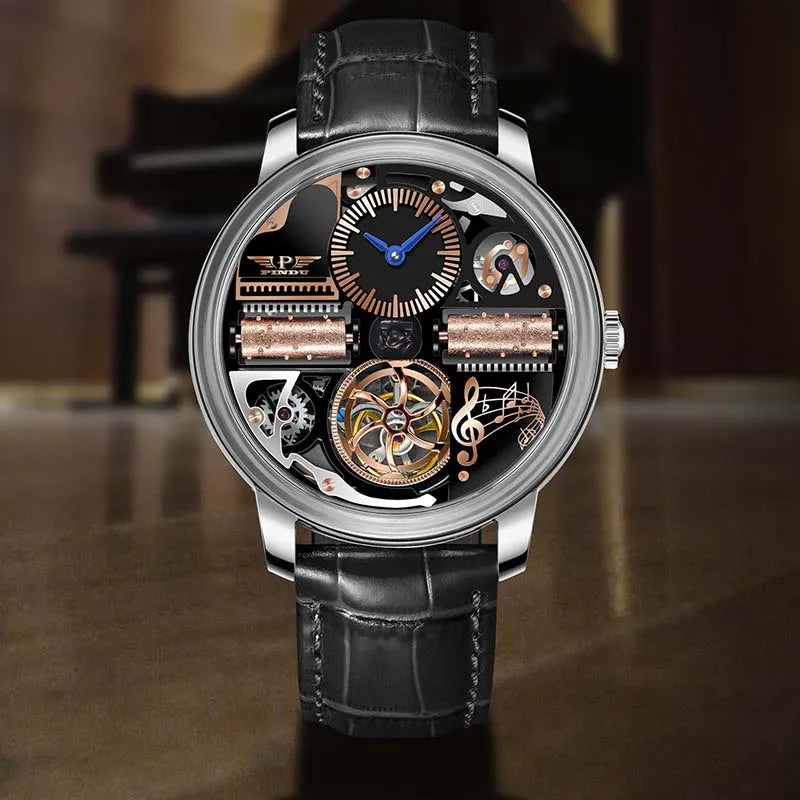 PINDU Design NEW The Godfather Machinery Watch Men Stainless Steel Sapphire Glass Top Luxury Automatic Wristwatches Waterproof