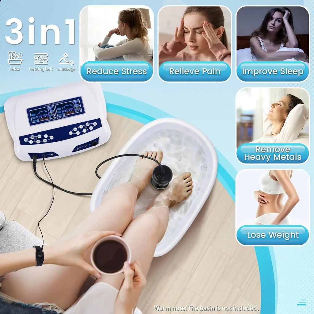 Professional Dual Ionic Detox Foot Bath Spa Machine with 8 Modes, Far Infrared Belt for Home Use
