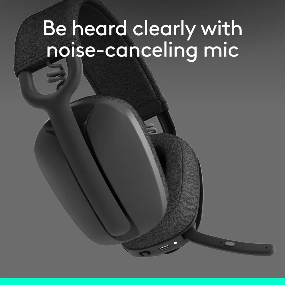 Lightweight Wireless Over-Ear Headphones with Noise Canceling Mic, Advanced Bluetooth for Teams, Zoom, Mac/PC - Graphite