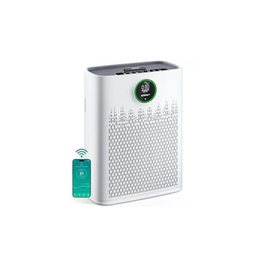 Smart Air Purifier for Large Home Rooms with WiFi Control White Covers Up to 2400 Ft Smart Mode AQI Display 22dB Sleep Mode Aro