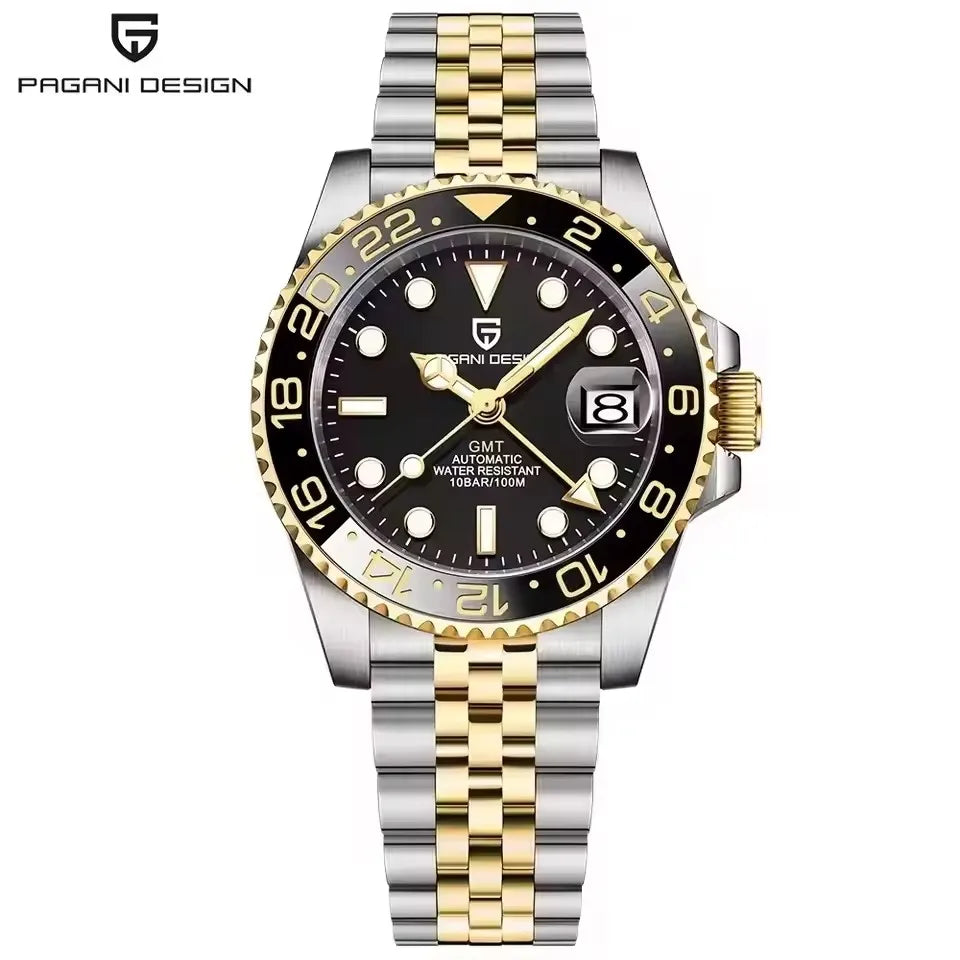 PAGANI DESIGN 40MM Automatic GMT Wristwatch Top Brand Sapphire Glass Stainless Steel Mechanical Sports Watches for Men PD-1662